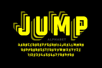 Jumping style font design, alphabet letters and numbers