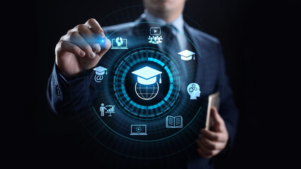 E-learning Online Education Business Internet concept on screen.