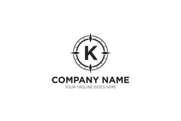 Initial letter k compass, travel logo and icon vector illustration