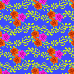 seamless pattern with colored leaves