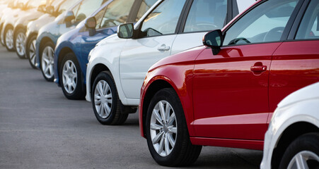 Cars in a row. Used car sales	