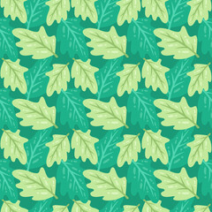 Seamless pattern of light green leaves and dark green leaves vector background nature illustration. Simple pattern in flat design style.