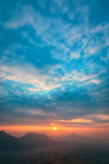 Landscape lot of fog Phu Thok Mountain at Chiang Khan ,Loei Province in Thailand.