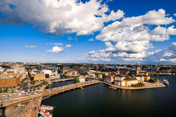 Fototapeta na wymiar Panorama of Gamla Stan (Old Town) from top of Town Hall Tower in Stockholm, Sweden