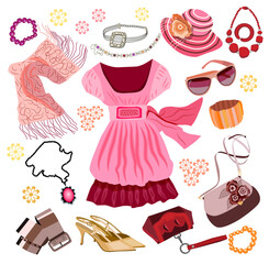 set of fashion women's clothes (vector illustration)
