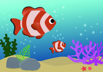 Fototapeta na wymiar vector illustration of a coral fish