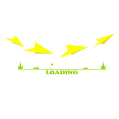 Origami theme airplane loading progress screen