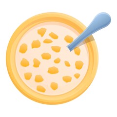 Top view cereal flakes icon. Cartoon of top view cereal flakes vector icon for web design isolated on white background