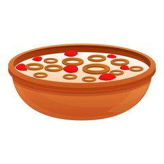 Fruit milk cereal flakes icon. Cartoon of fruit milk cereal flakes vector icon for web design isolated on white background