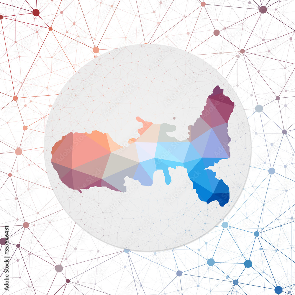 Poster abstract vector map of elba. technology in the island geometric style poster. polygonal elba map on 