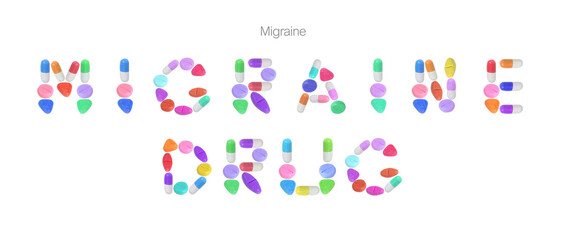 miniature drug model arrange in alphabet isolated on white background