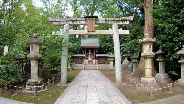 Ayako Tenmangu small shrine on the territory of Kitano Tenmangu shrine. Kyoto. Japan