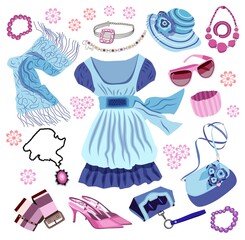 set of fashion women's clothes (vector illustration)