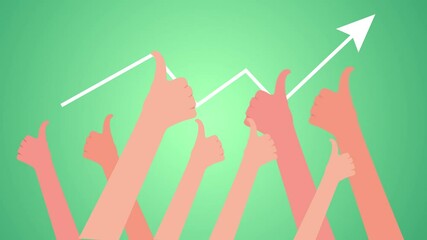 Business people show thumbs up with upward arrow - Powered by Adobe