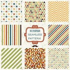 Set of seamless abstract patterns in retro colors for design, Website, background, banner. Vintage patterns for wallpaper, wrapping paper, invitation card or textile. Vector Illustration - 357548269
