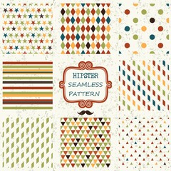 Set of seamless abstract patterns in retro colors for design, Website, background, banner. Vintage patterns for wallpaper, wrapping paper, invitation card or textile. Vector Illustration - 357548299