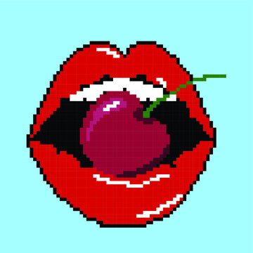 Lips Pixel Art Stock Illustration 507109480