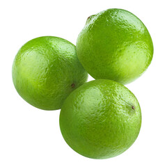 Close-up of delicious limes, isolated on white background