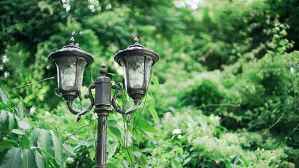 Western Style Vintage Street Lamp in Garden                               