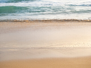 close up sand with wave of sea beach