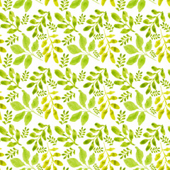Watercolor floral leaves seamless pattern