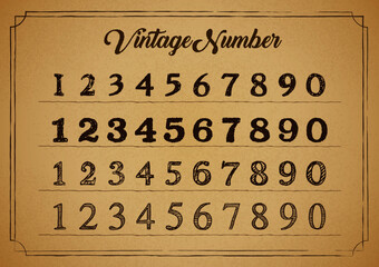 ビンテージ　数字　レトロ　フォント