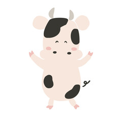 笑顔でバンザイする牛