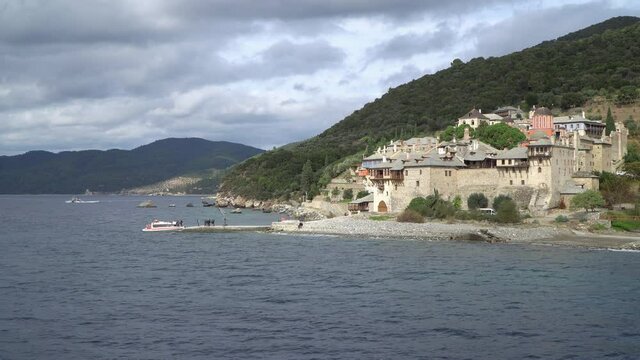 Monastery of Xenophontos (Xenophon) in the Holy Mountain (Agio Oros) of Athos in Macedonia, Greece.