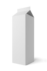 Milk or juice carton packaging box isolated on white background.