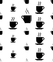 Tea Cup Icon Seamless Pattern, Coffee Cup Icon