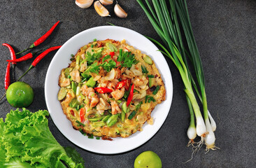 Shrimp omelet with Bitter bean.