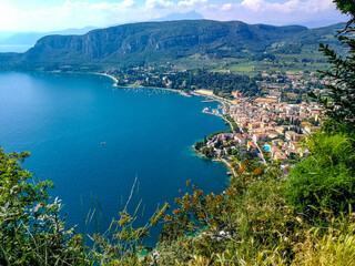 Fototapeta na wymiar View of Lake Garda from Rocca in Garda, Verona - Italy