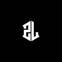 zl logo monogram with shield shape design template