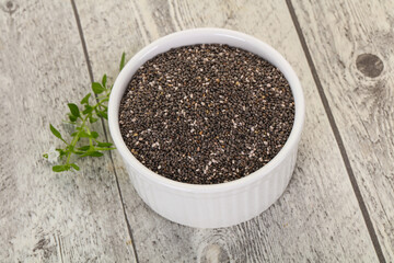 Dietary Chia seeds in the bowl
