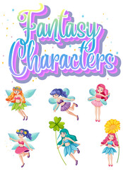 Fototapeta na wymiar Set of fantasy fairy characters