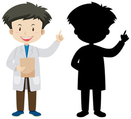 Doctor man in color and silhouette