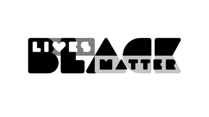 Monochrome banner with minimalistic typography BLACK LIVES MATTER Illustration for protest, rally or awareness campaign against racial discrimination of dark skin color. Vector template with lettering
