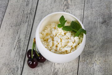 Fresh tasty curd in the bowl