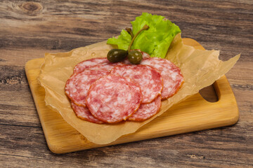 Spanish Salchichon sausage with salad