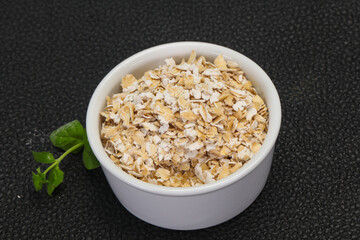 Raw oats in the bowl