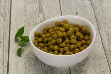 Canned Green peas in the bowl