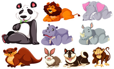 Group of wild cartoon character
