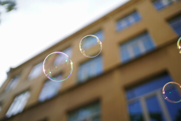 soap bubbles flying