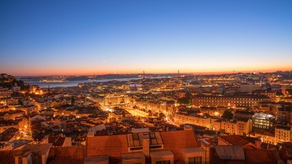 Fototapeta na wymiar panorama of lisbon portugal city at night