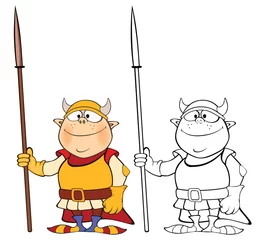 Gardinen Vektor-Illustration eines niedlichen Cartoon-Charakter-Ritters für Sie Design und Computerspiel. Malbuch-Umriss-Set © liusa