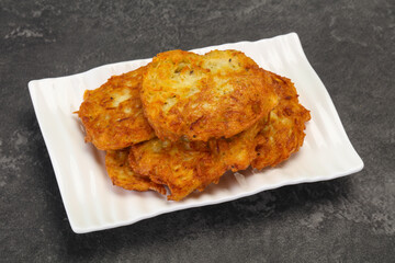 Roasted potato pancakes in the bowl