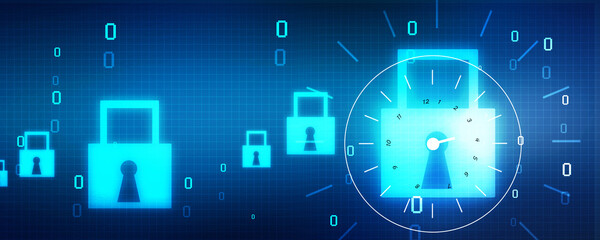 2d illustration Safety concept: Closed Padlock on digital background