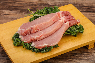Raw pork steak for cooking