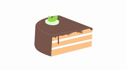 Vector Isolated Illustration of a Piece of Chocolate Cake