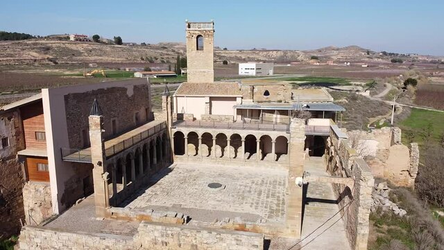 Aerial view of the monastery of Our Lady of Angels. Catalonia. Spain